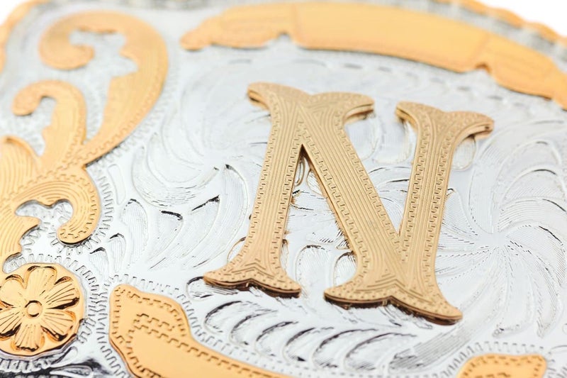 WMG Western Belt Buckle Initial Letters ABCDMRJ to Z Cowboy Belt Buckle, Rodeo Buckles for Men & Women Fits Up to 2 Inch Belts - Image 2